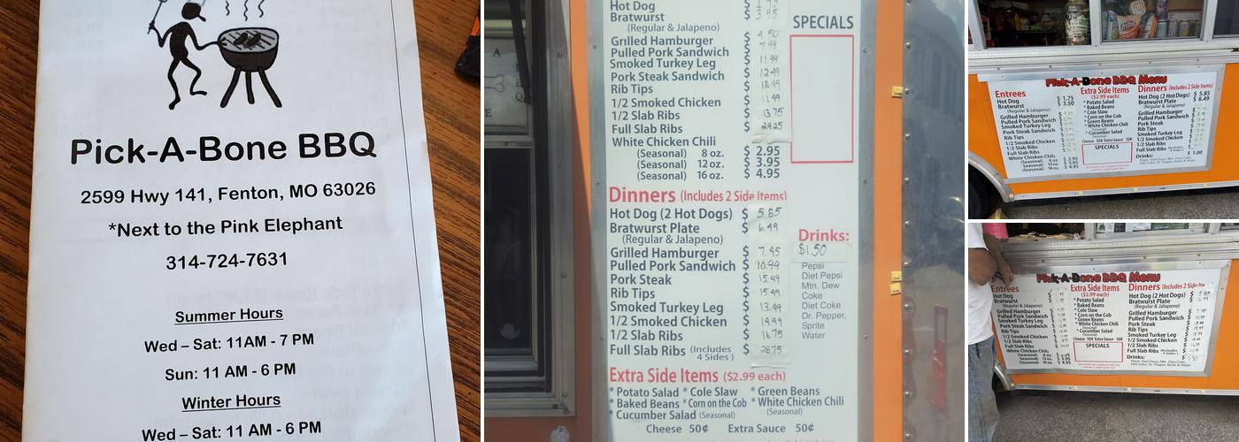 Pick-a-Bone BBq Menu