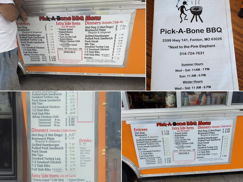 Pick-a-Bone BBq Menu