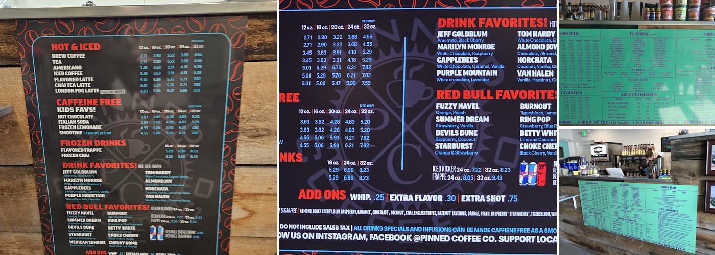 Pinned Coffee Co. Menu