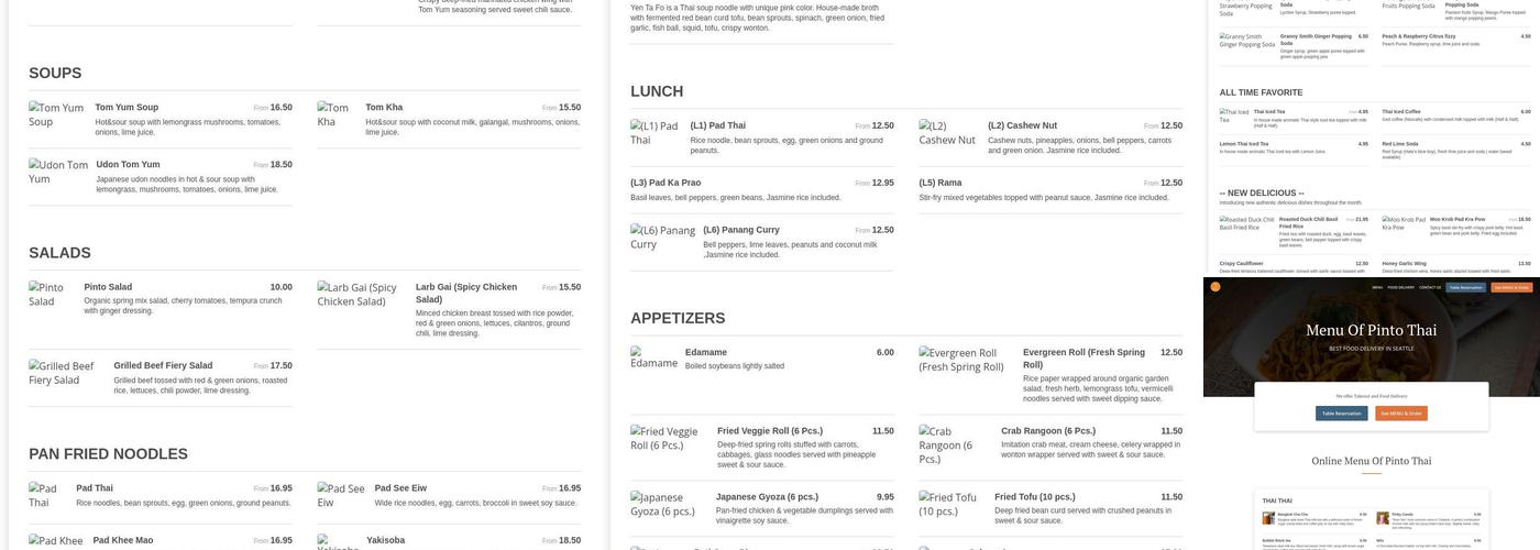 Pinto Thai Menu