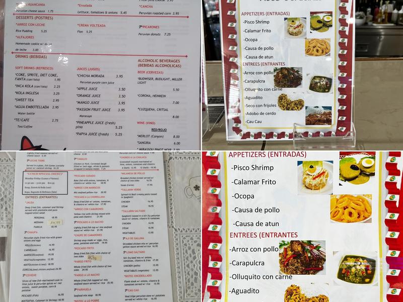 Pisco's Restaurant Menu