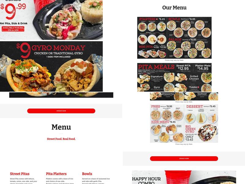 Pita Mediterranean Street Food Menu
