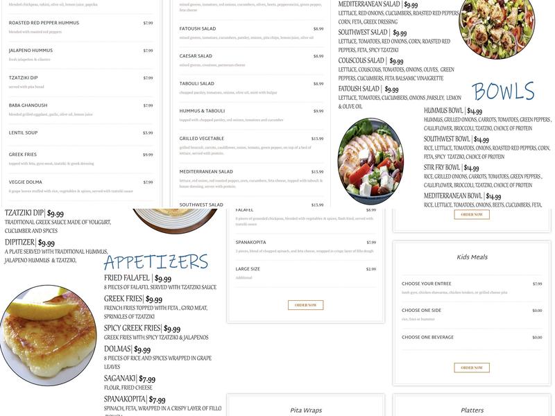 Pitadale Menu