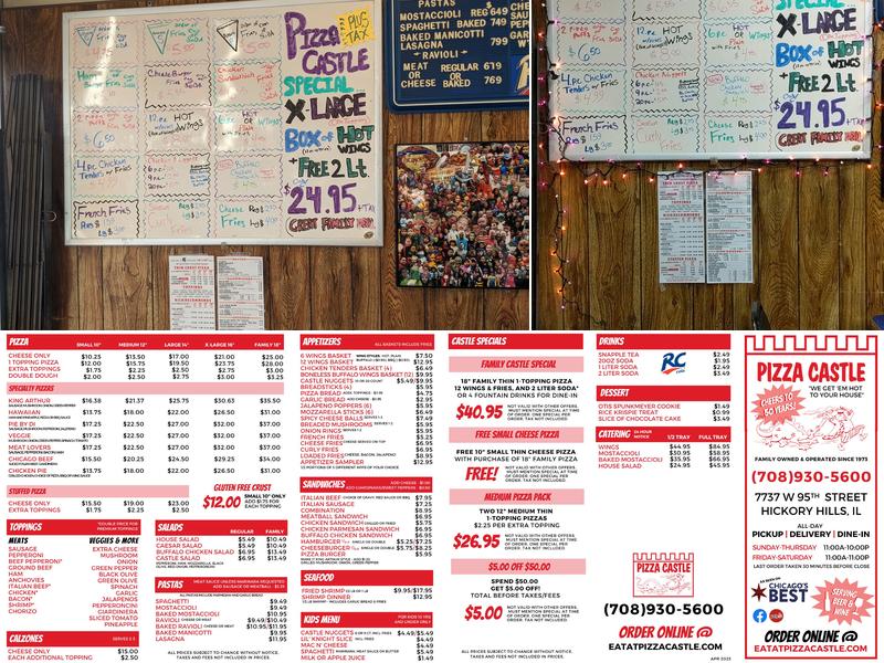 Pizza Castle Menu