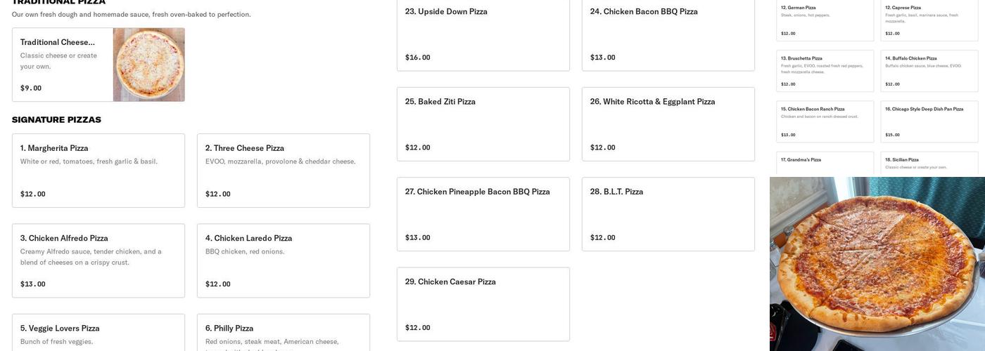 Pizza Chef Italian restaurant Menu