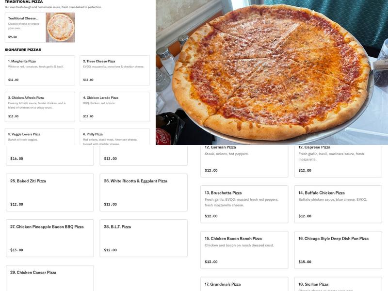 Pizza Chef Italian restaurant Menu