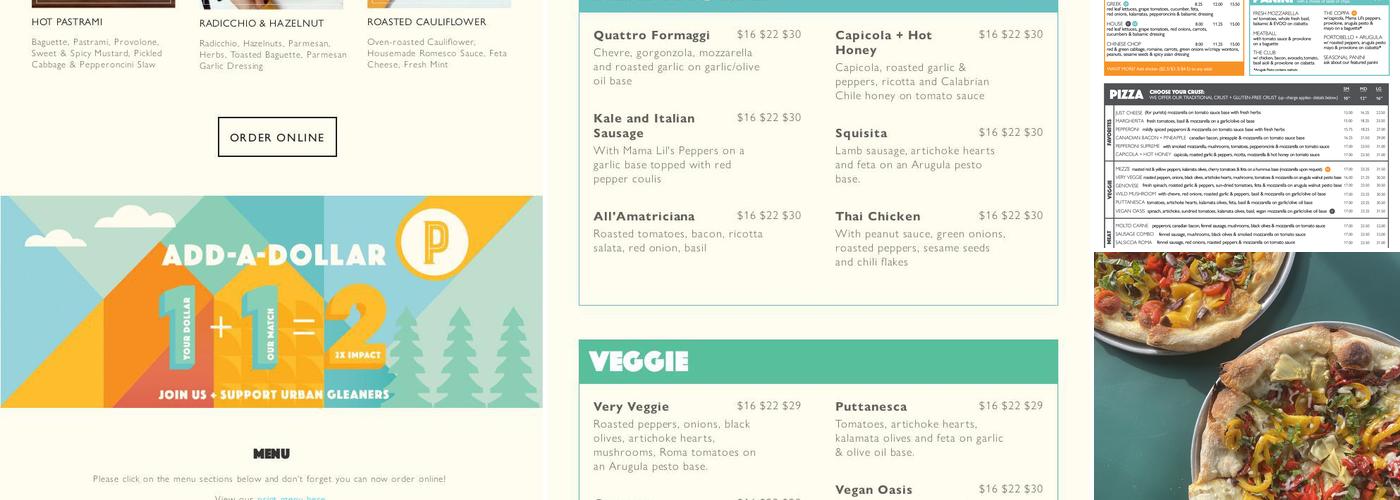 Pizzicato Pizza Menu