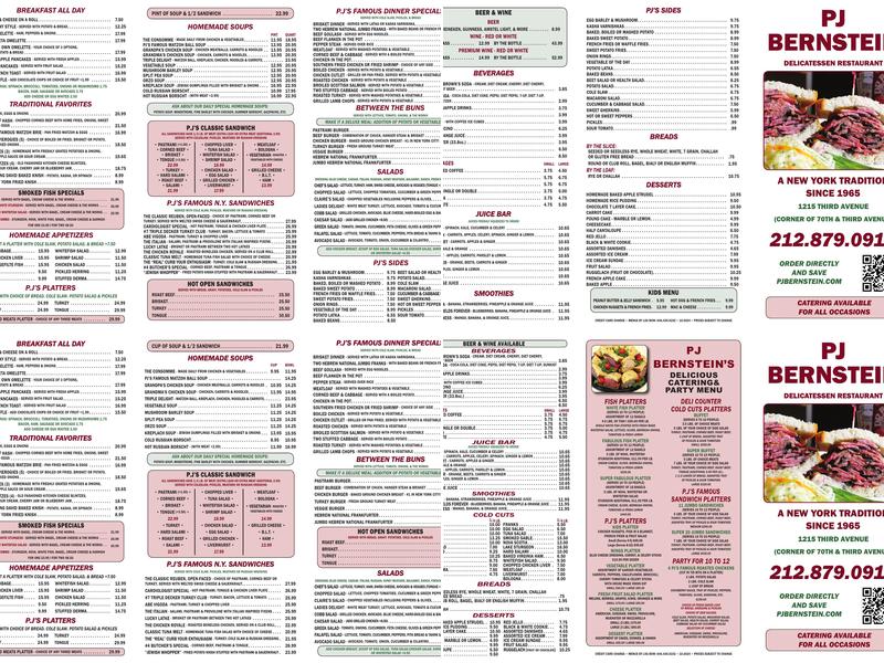 PJ Bernstein Menu