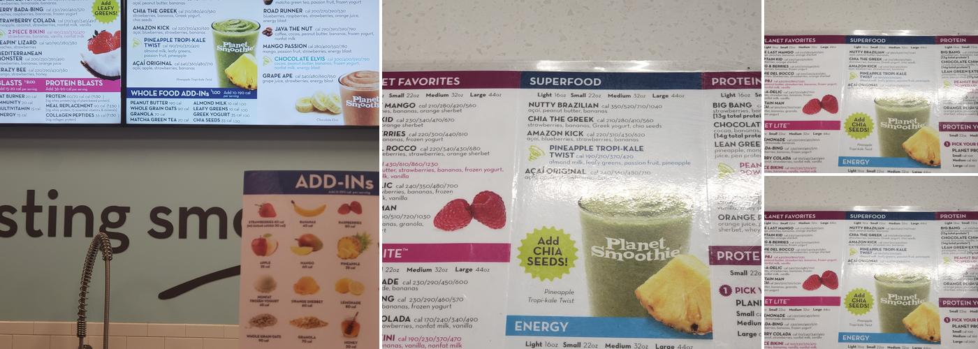 Planet Smoothie Menu