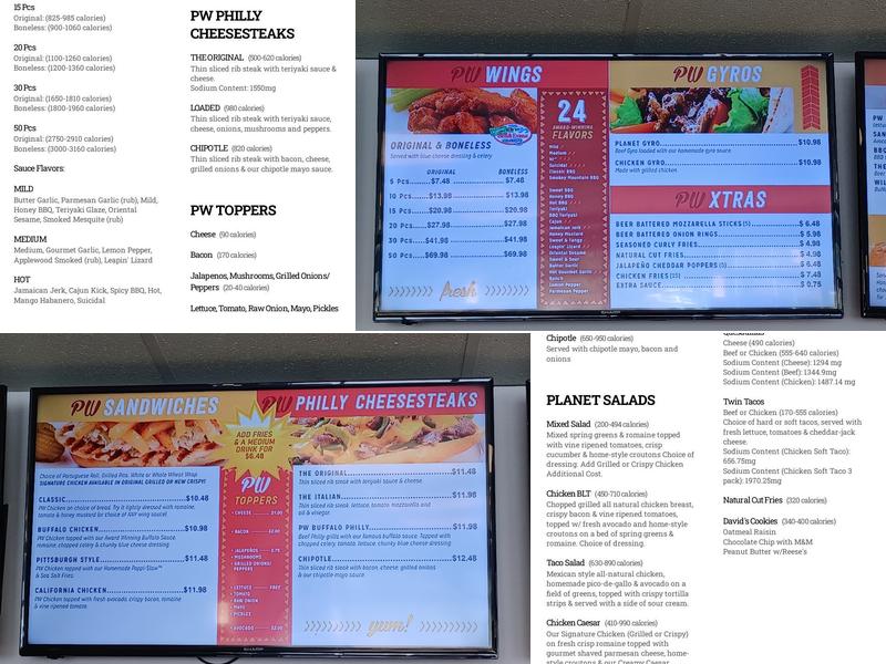 Planet Wings Menu
