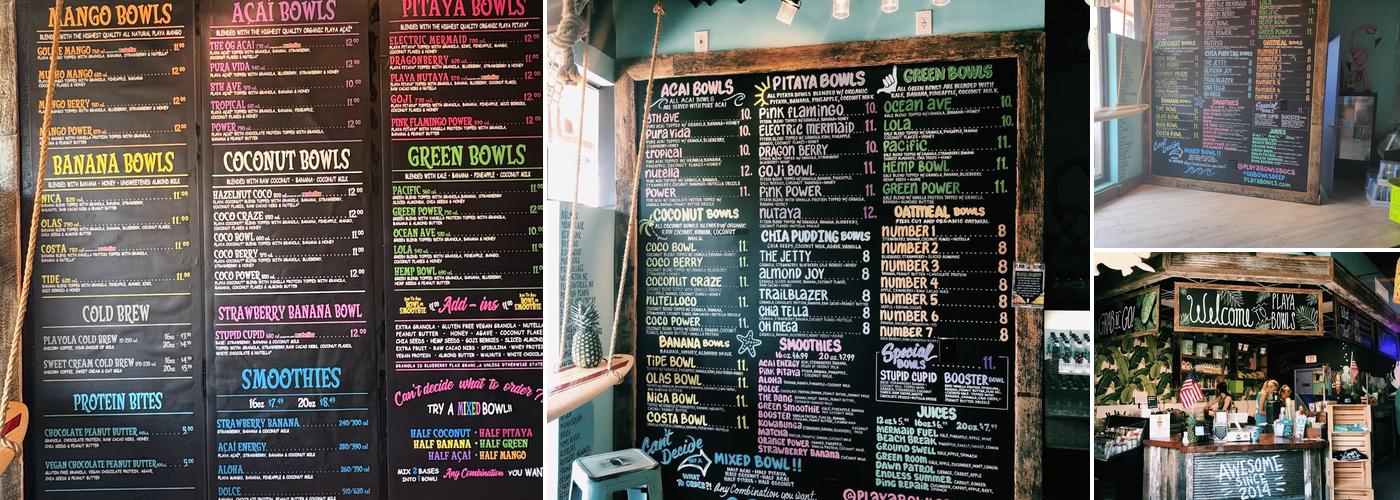 Playa Bowls Menu