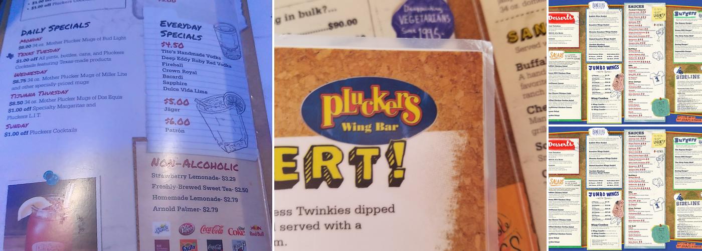 Pluckers Wing Bar Menu