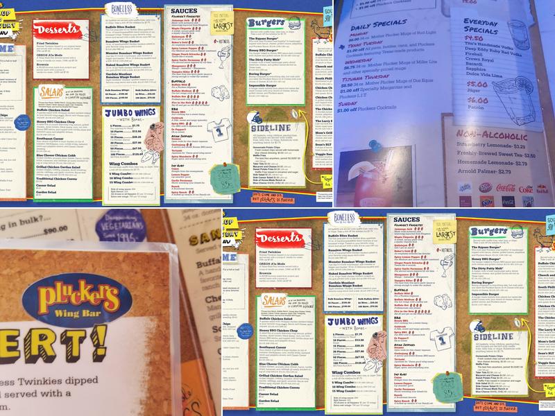 Pluckers Wing Bar Menu