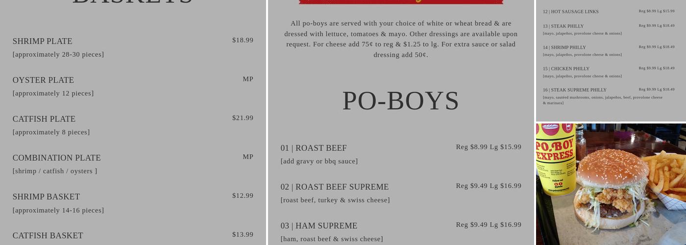 Po-Boy Express Menu