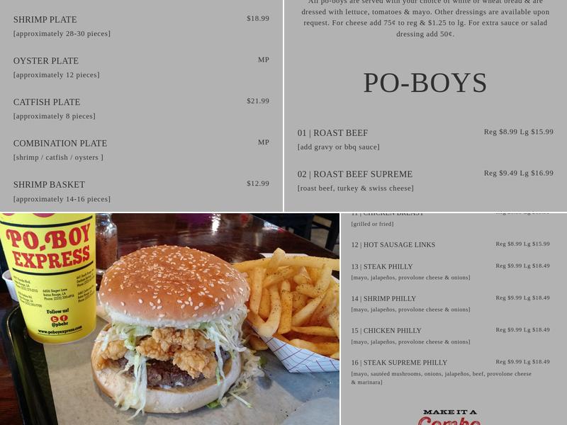 Po-Boy Express Menu