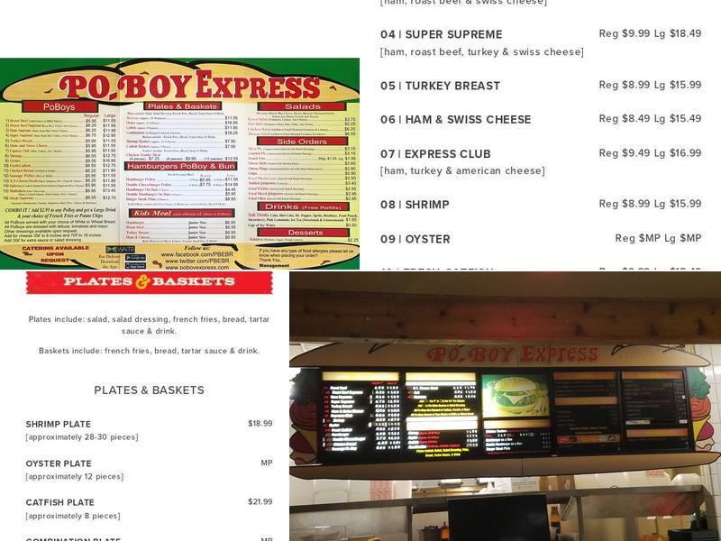 Po-Boy Express Menu