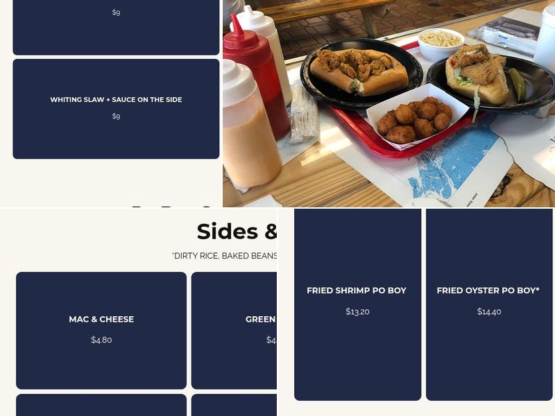 Po Boy's Low Country Seafood Menu