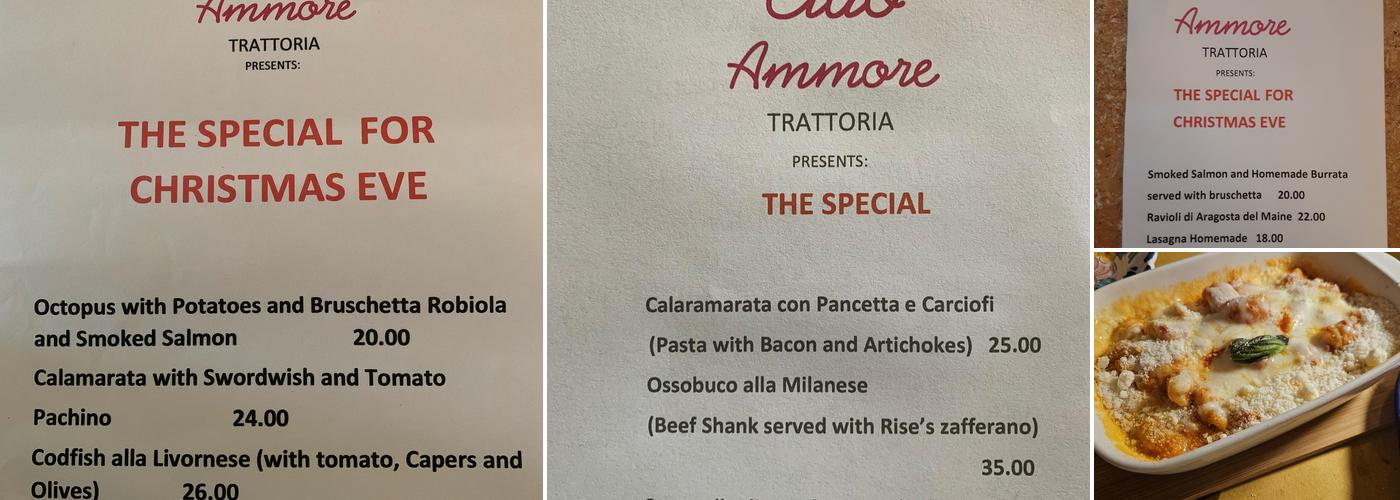 Ciao Ammore trattoria Menu