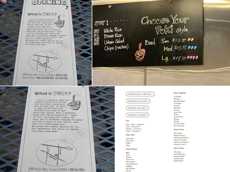 Poke Tiki - Tarzana Menu