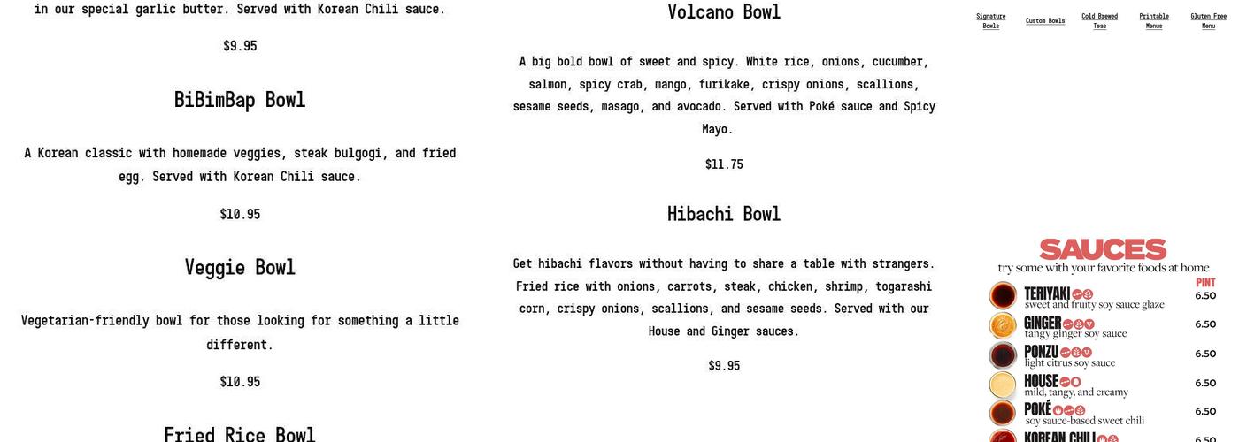 Pokehana Menu