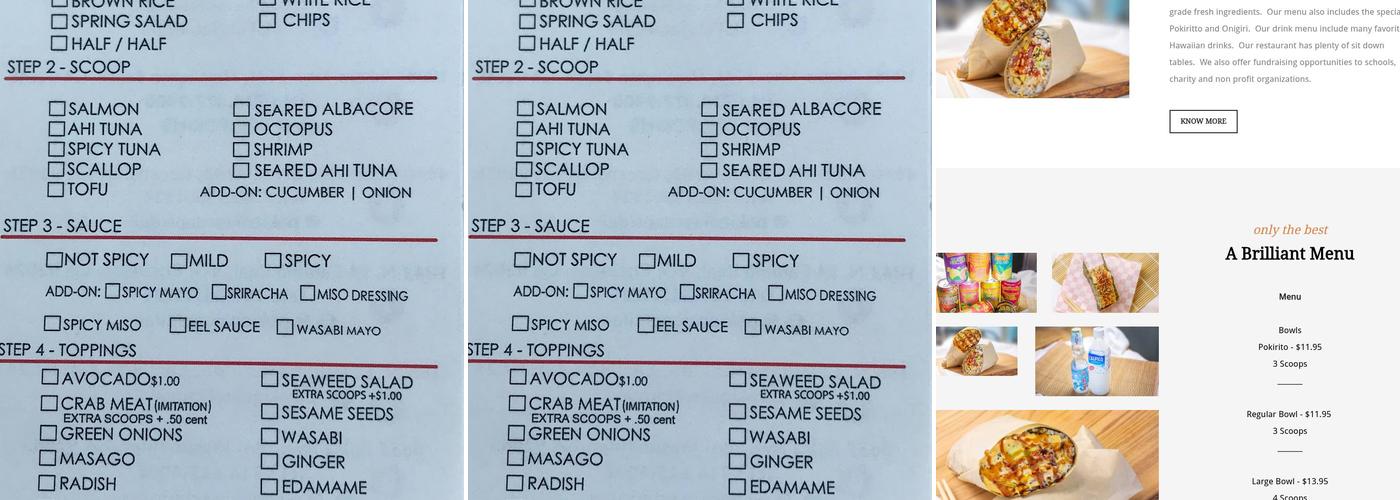 Poki Poki - Westminster Menu