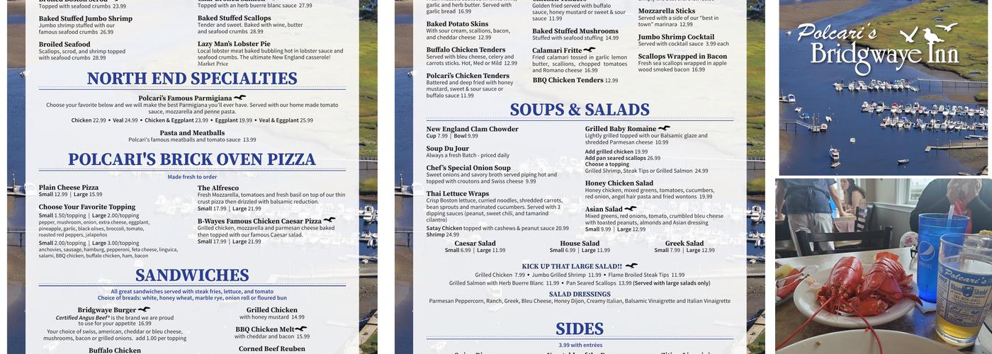 Polcari's Bridgwaye Inn Menu