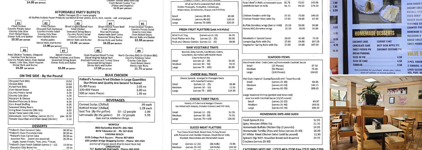 Pollard's Chicken at Tidewater (Norfolk) Menu