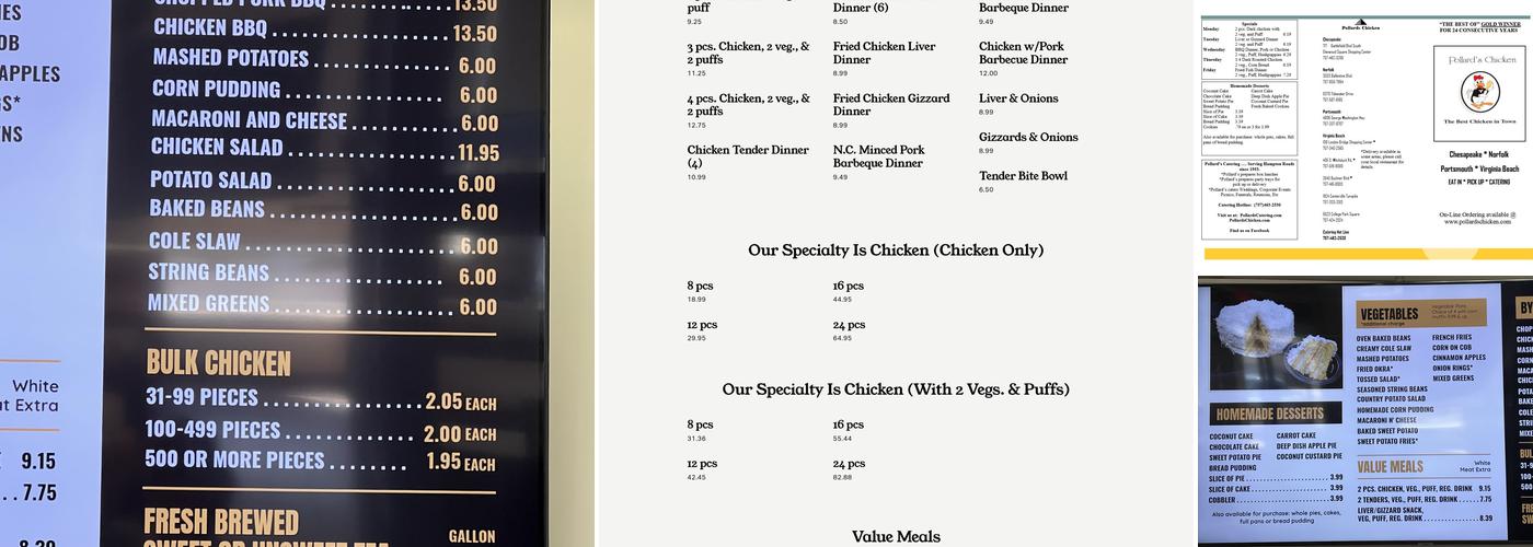 Pollard's Chicken Menu
