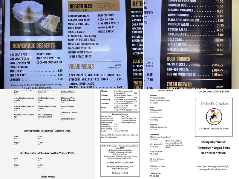 Pollard's Chicken Menu