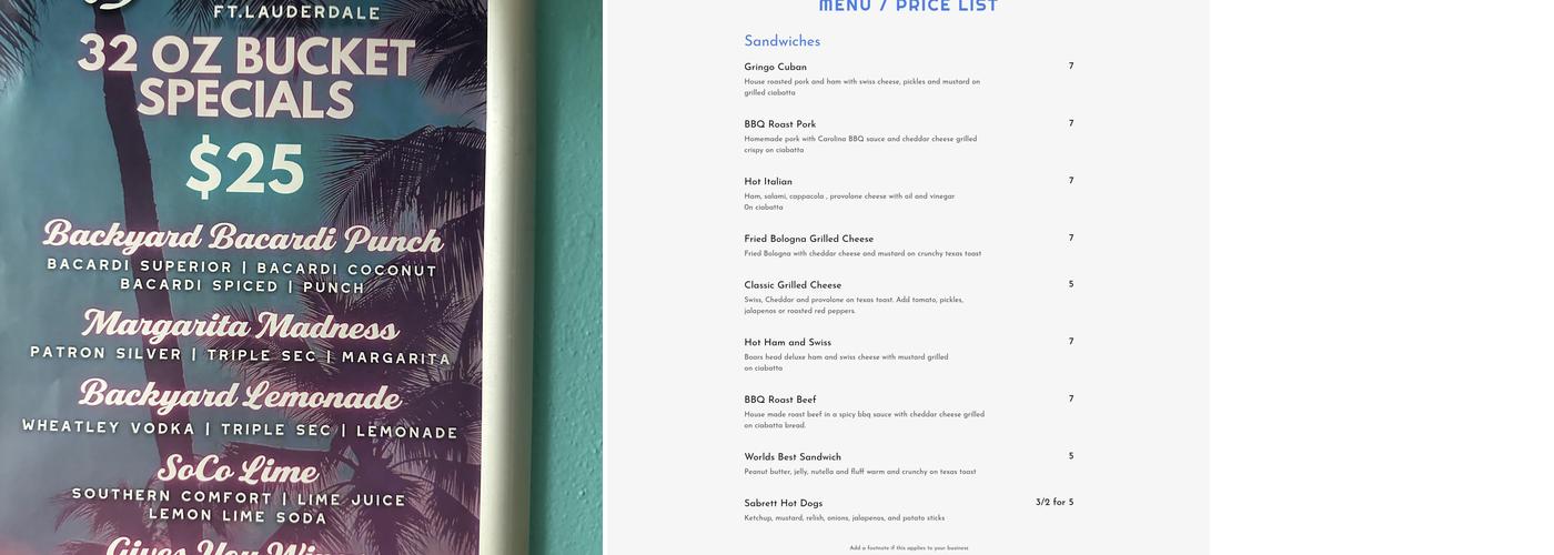 Poorhouse Menu