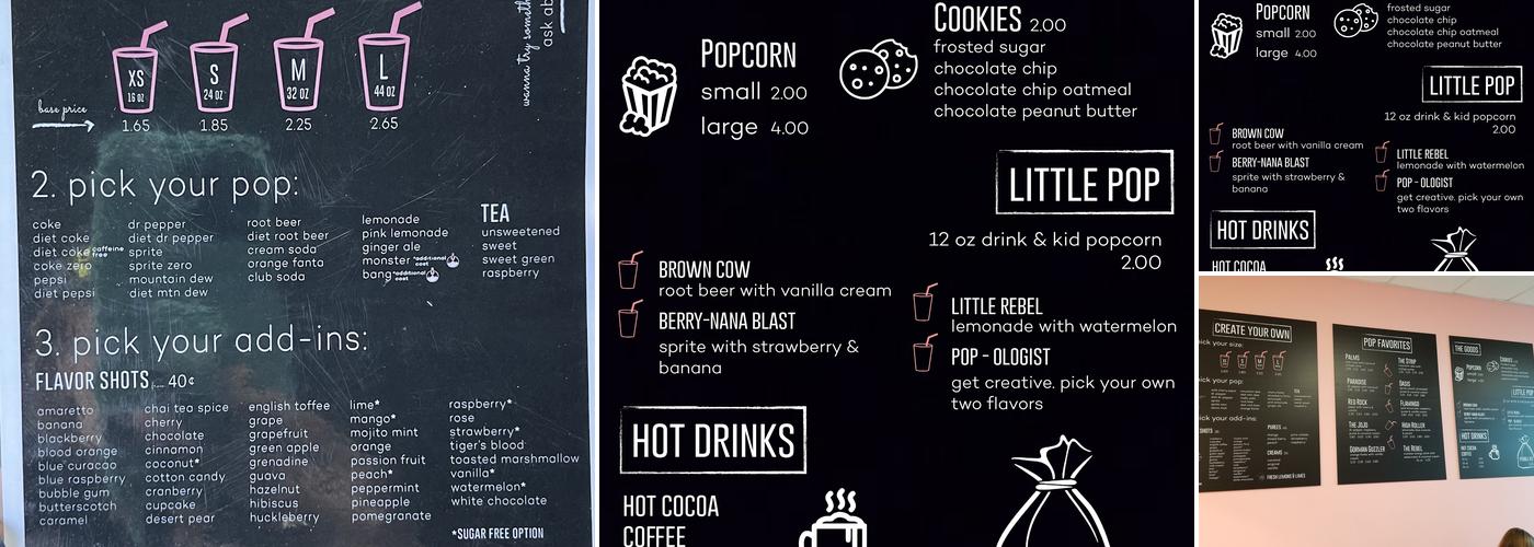 Pop Drinks Menu