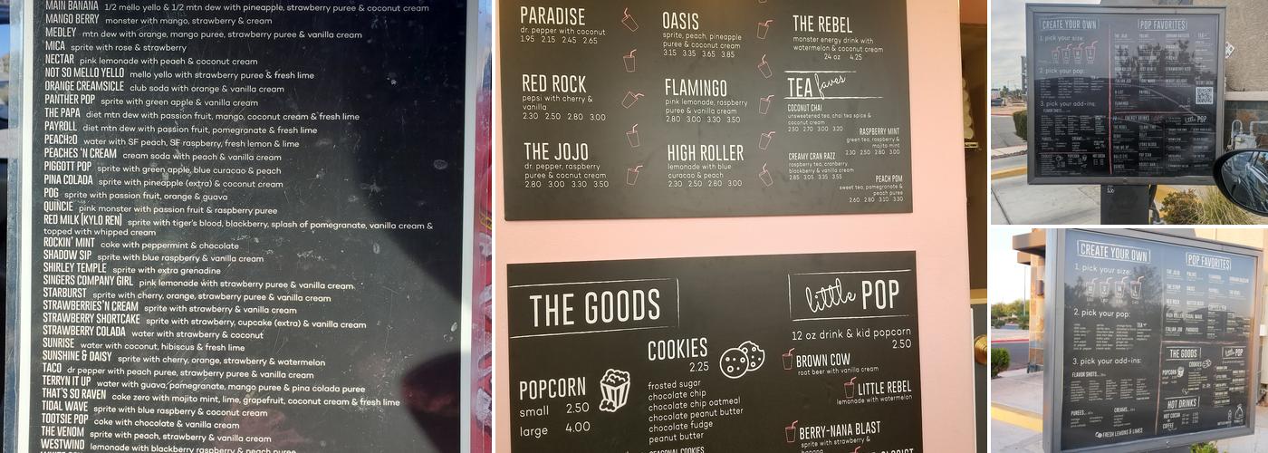 Pop Drinks Menu