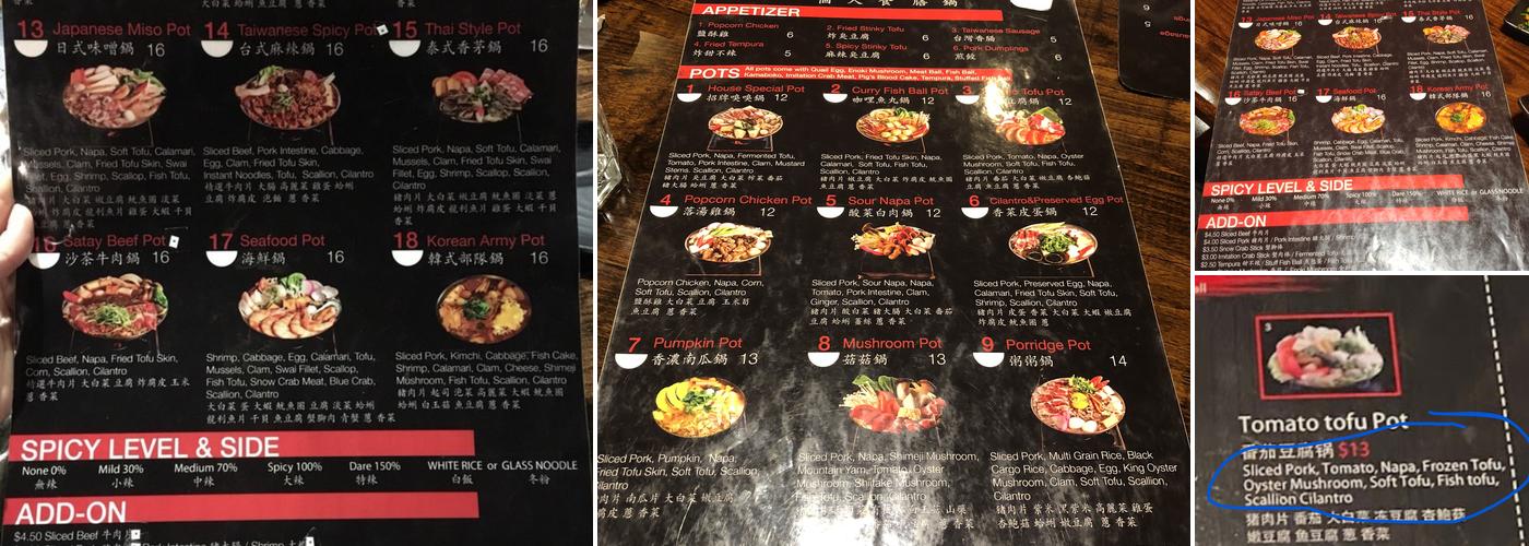 Pop Pot Menu