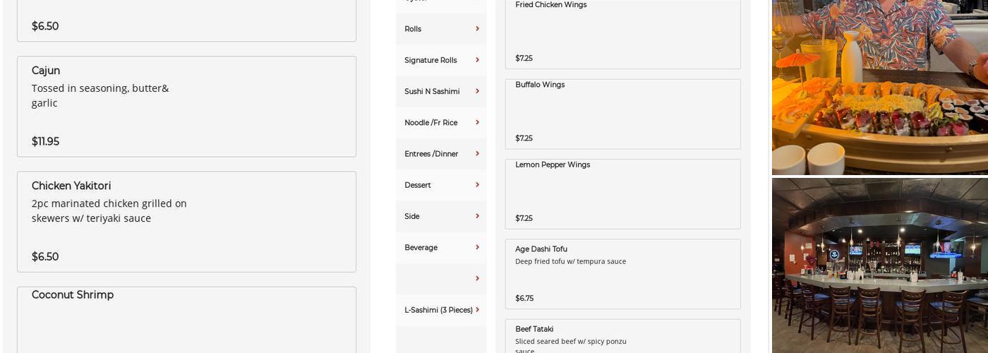 Poseidon Oyster Sushi Bar Menu