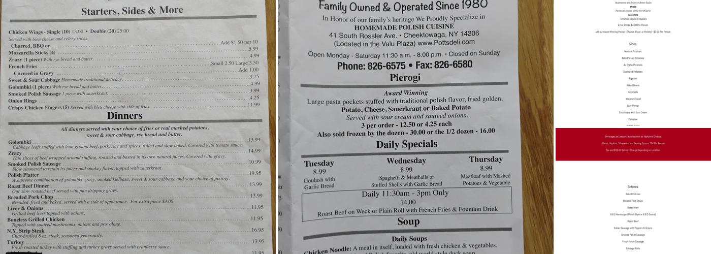 Potts Deli & Grille Menu