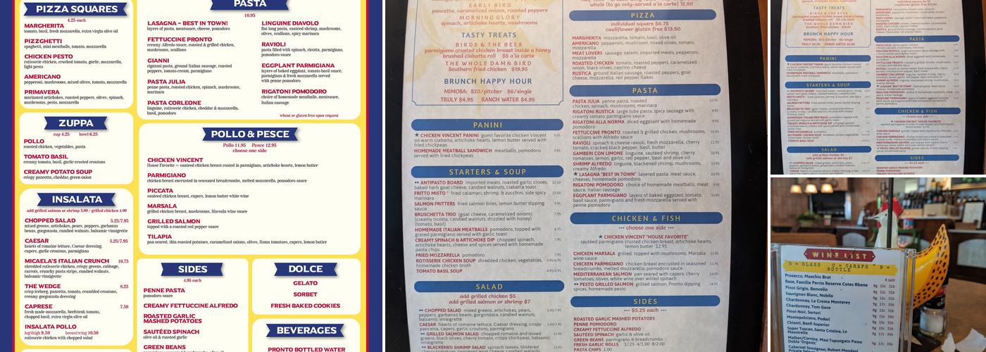 Pronto Cucinino Menu