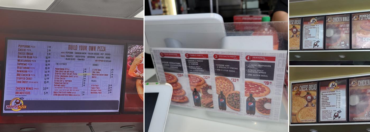 Pronto Pizza Menu