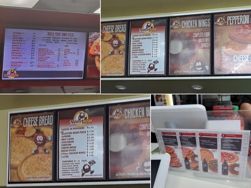 Pronto Pizza Menu