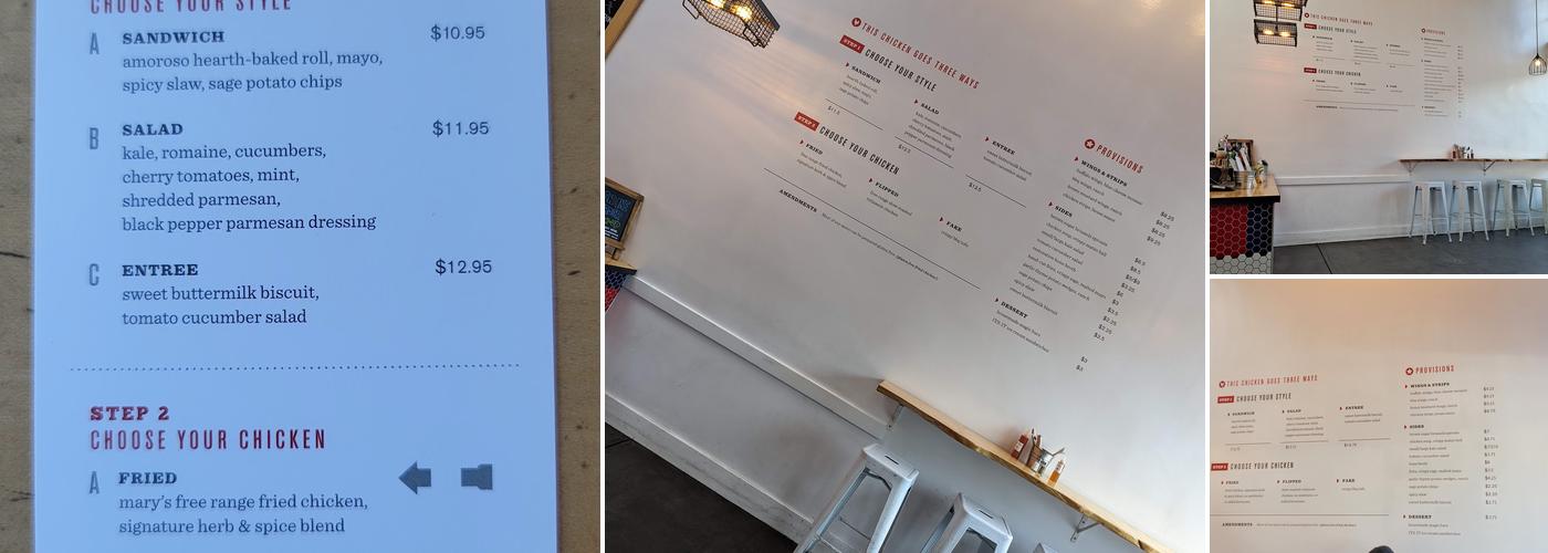 Proposition Chicken Menu