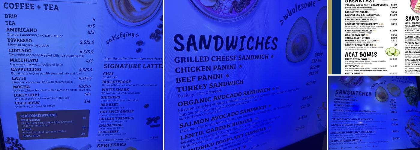 Pluto Organic Cafe Menu