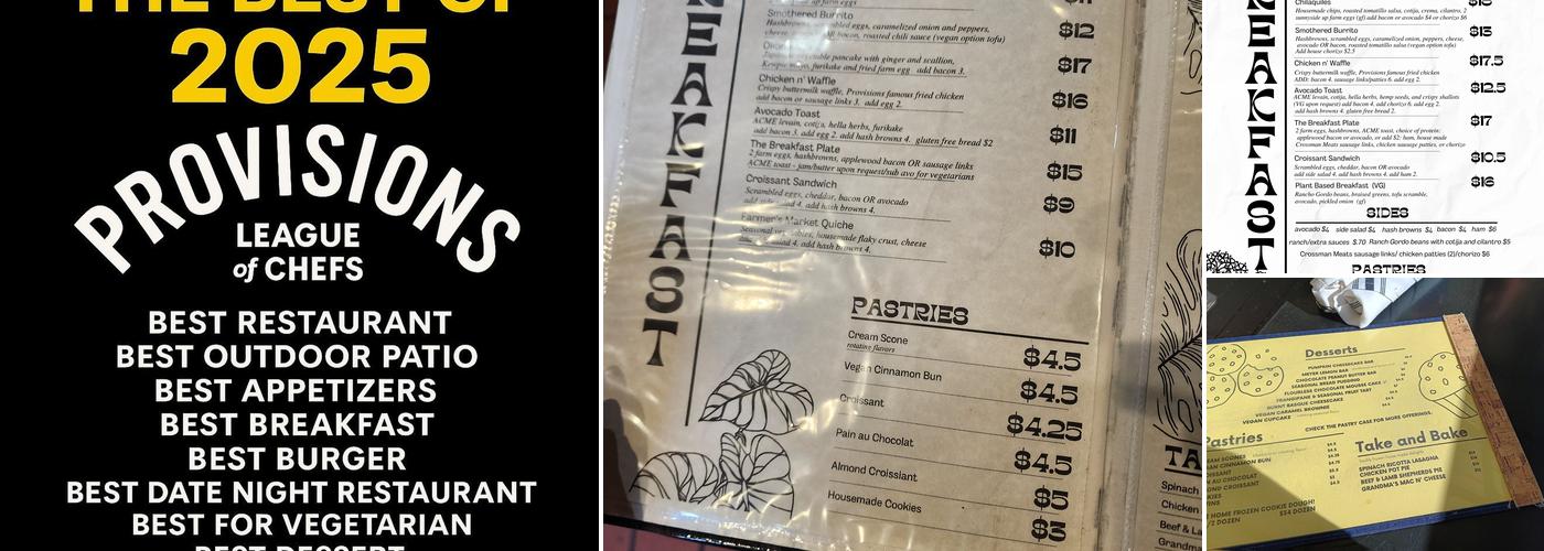 Provisions Menu