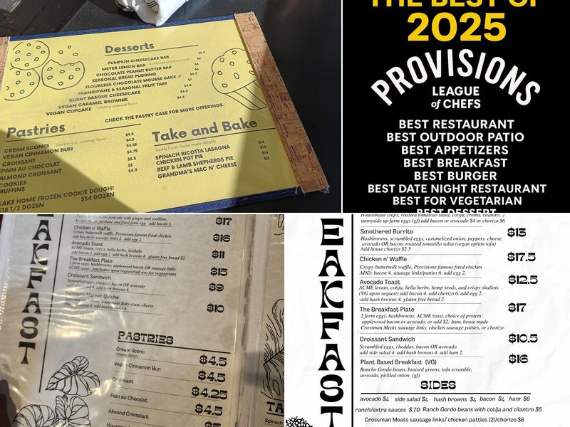 Provisions Menu