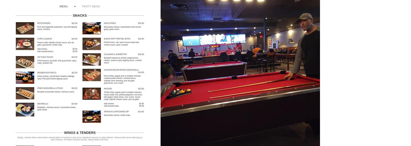 Pt's Pub Menu