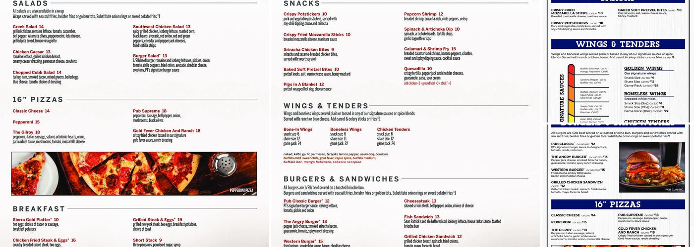 Pt's Pub Menu