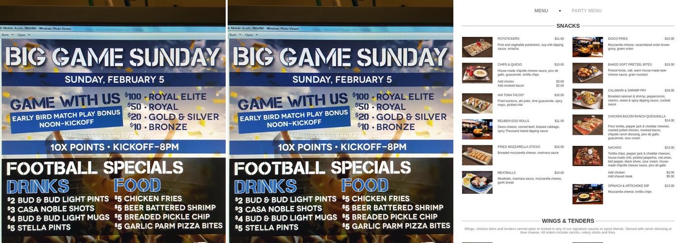 Pt's Pub Menu