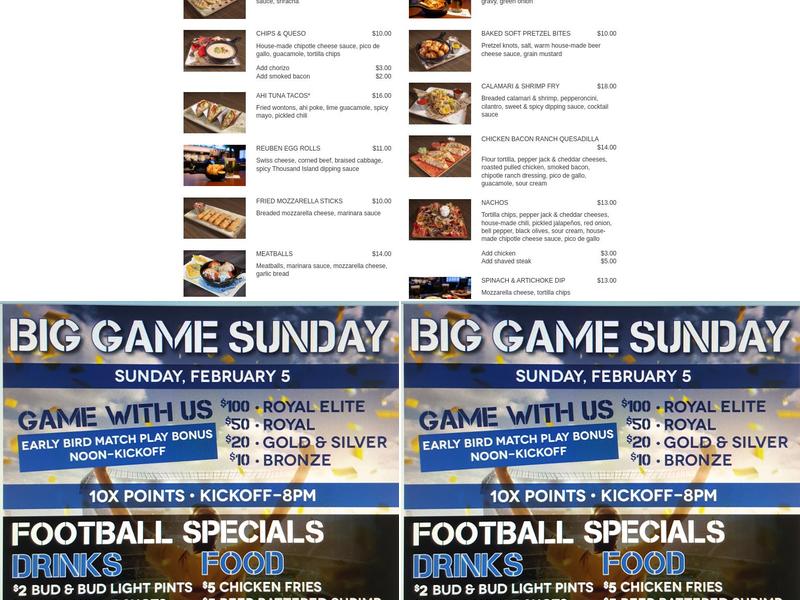 Pt's Pub Menu