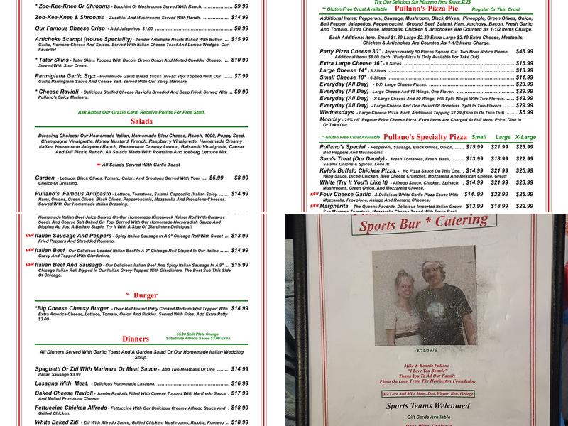 Pullano's Pizza Menu