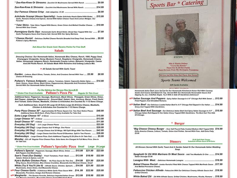 Pullano's Pizza Menu