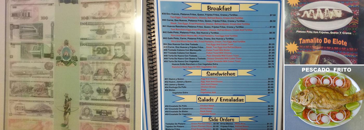 Pupuseria centroamericana Menu