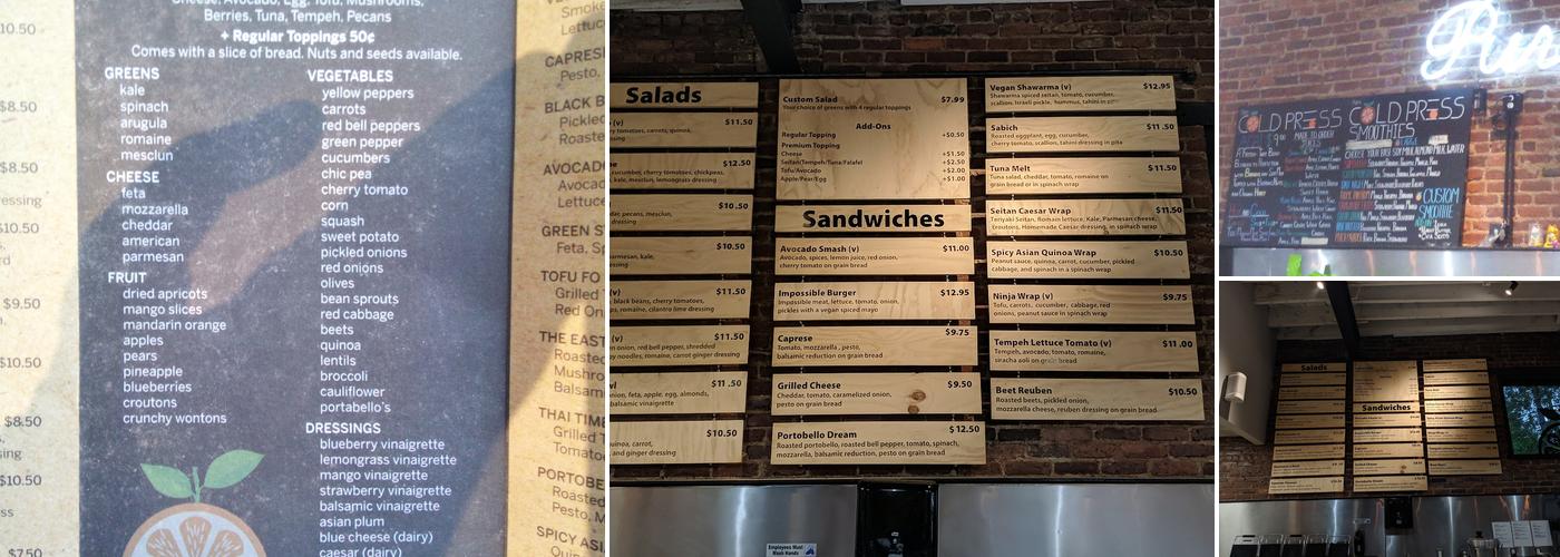 Pure Cold Press Menu